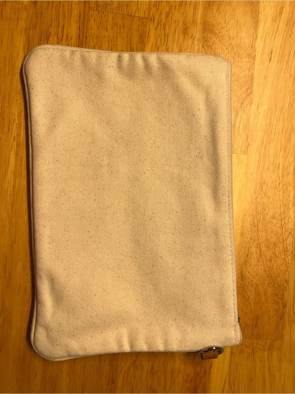 thirty-one Natural Canvas Cosmetic Pouch with Purple Monogram